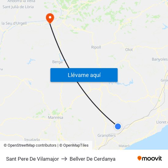 Sant Pere De Vilamajor to Bellver De Cerdanya map