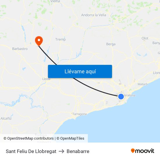 Sant Feliu De Llobregat to Benabarre map