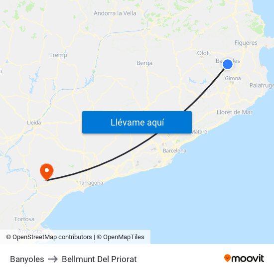 Banyoles to Bellmunt Del Priorat map