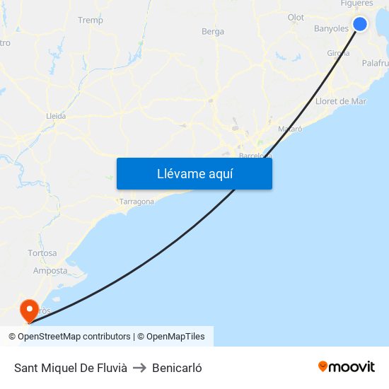 Sant Miquel De Fluvià to Benicarló map