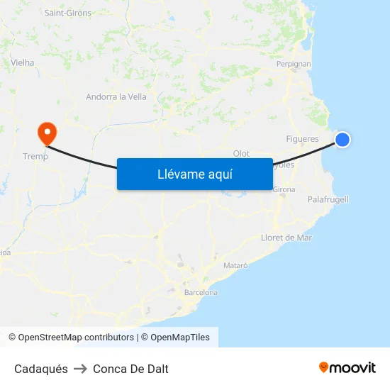 Cadaqués to Conca De Dalt map