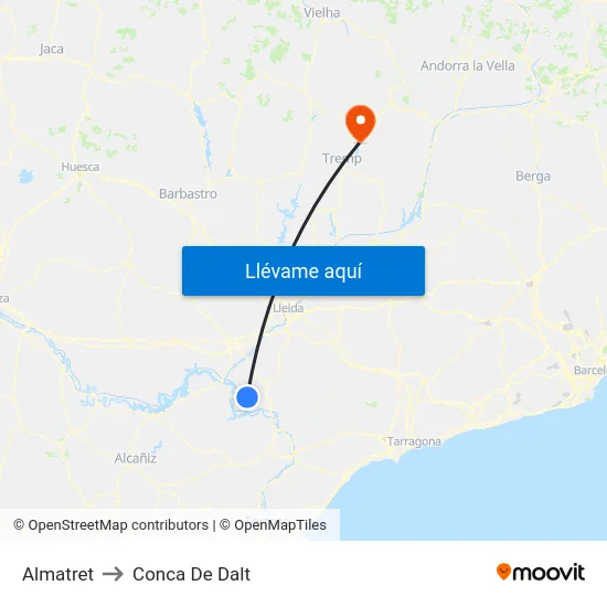 Almatret to Conca De Dalt map