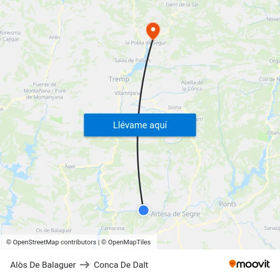 Alòs De Balaguer to Conca De Dalt map