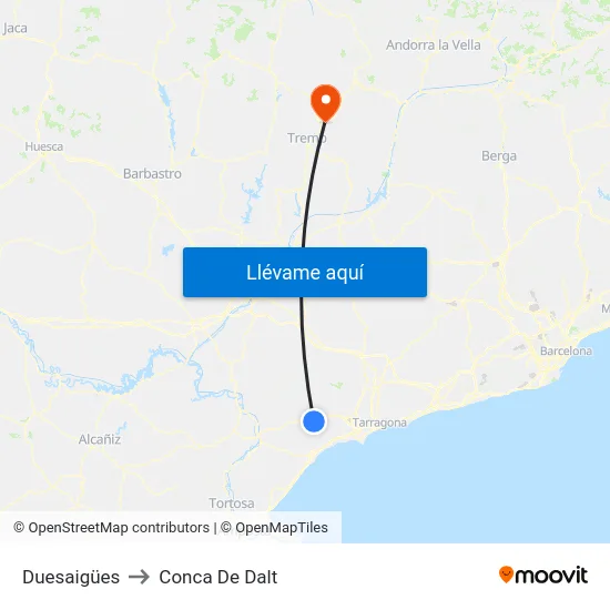 Duesaigües to Conca De Dalt map