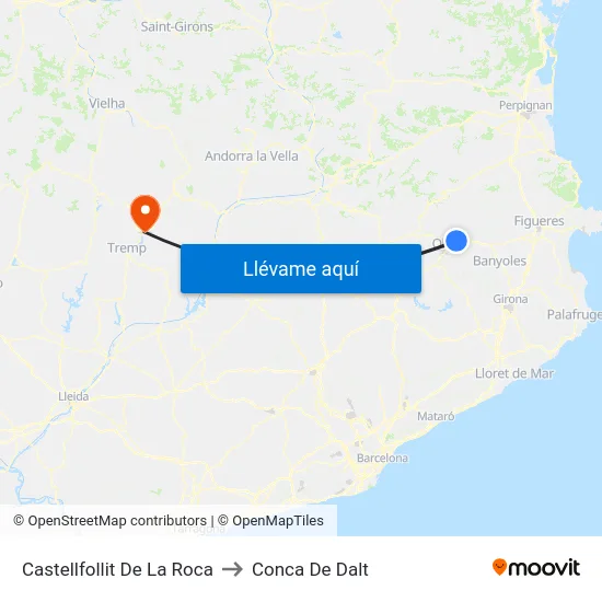 Castellfollit De La Roca to Conca De Dalt map