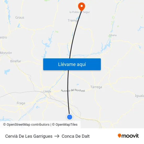 Cervià De Les Garrigues to Conca De Dalt map