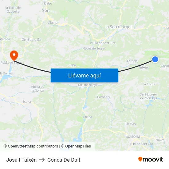 Josa I Tuixén to Conca De Dalt map