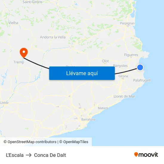 L'Escala to Conca De Dalt map