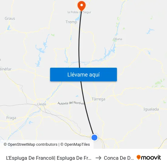 L'Espluga De Francolí| Espluga De Franco to Conca De Dalt map