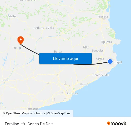 Forallac to Conca De Dalt map