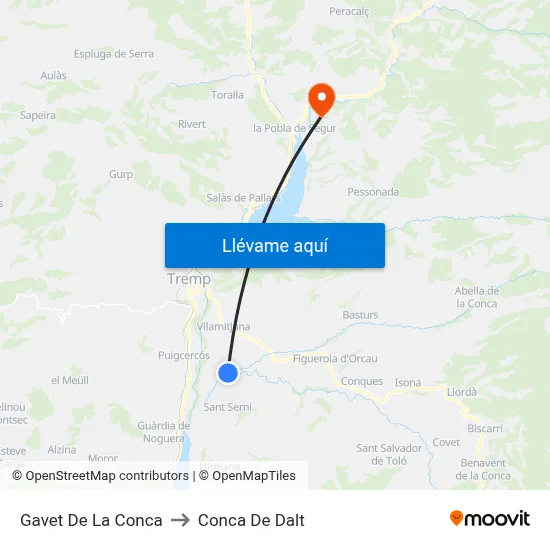 Gavet De La Conca to Conca De Dalt map