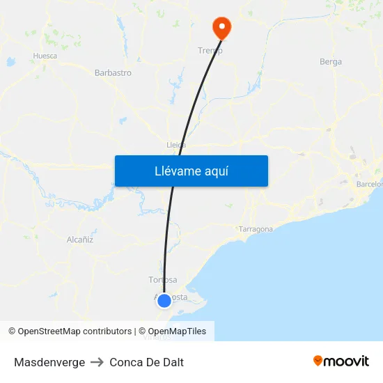 Masdenverge to Conca De Dalt map