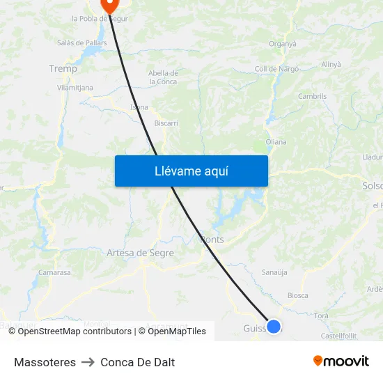 Massoteres to Conca De Dalt map