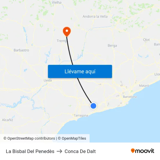 La Bisbal Del Penedès to Conca De Dalt map