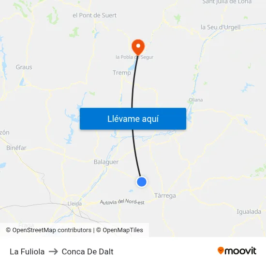 La Fuliola to Conca De Dalt map