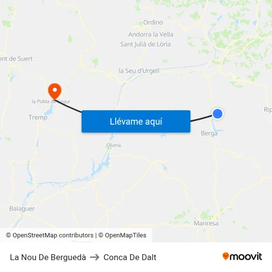La Nou De Berguedà to Conca De Dalt map