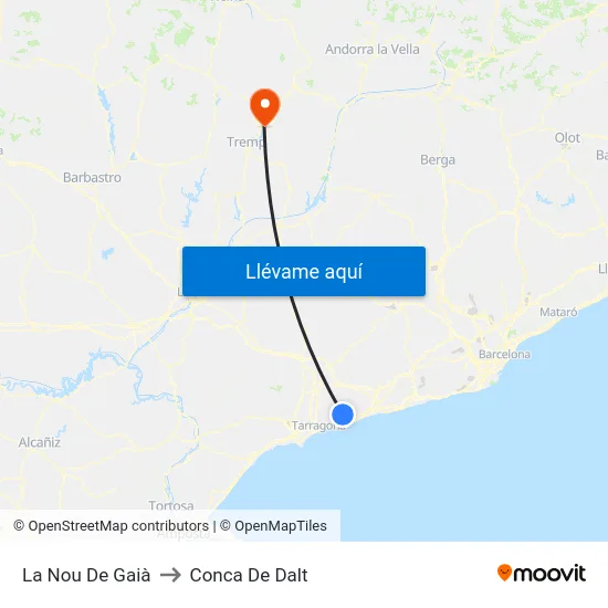 La Nou De Gaià to Conca De Dalt map