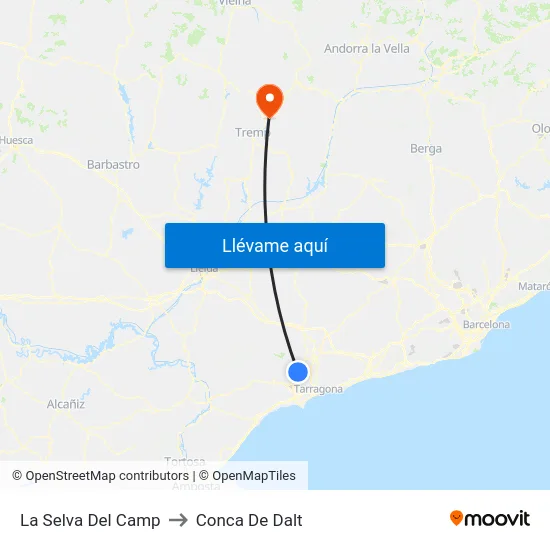 La Selva Del Camp to Conca De Dalt map