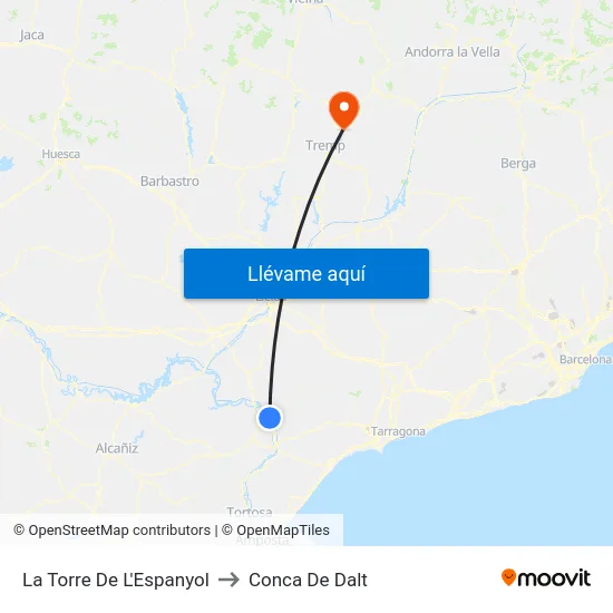 La Torre De L'Espanyol to Conca De Dalt map