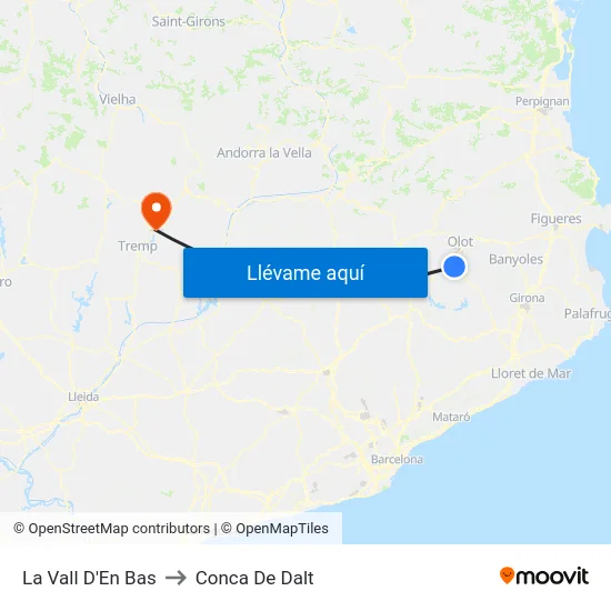 La Vall D'En Bas to Conca De Dalt map