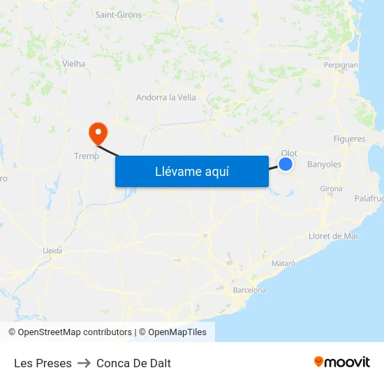 Les Preses to Conca De Dalt map