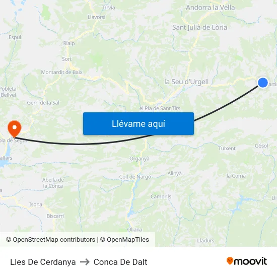 Lles De Cerdanya to Conca De Dalt map