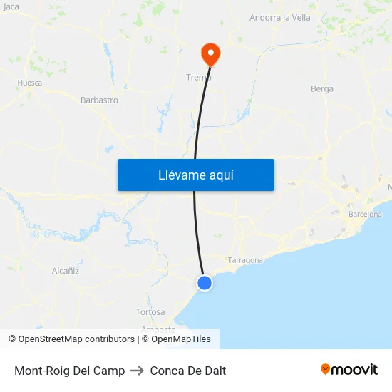 Mont-Roig Del Camp to Conca De Dalt map