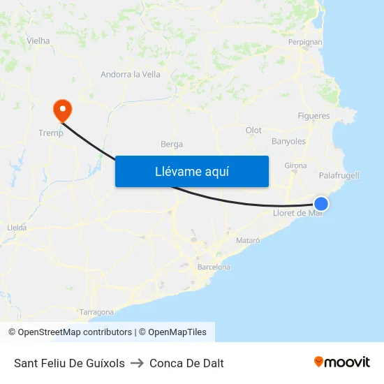 Sant Feliu De Guíxols to Conca De Dalt map