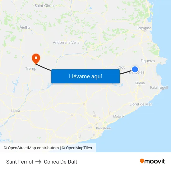 Sant Ferriol to Conca De Dalt map