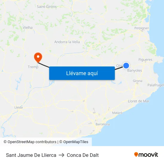 Sant Jaume De Llierca to Conca De Dalt map