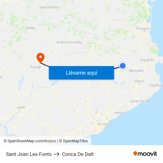 Sant Joan Les Fonts to Conca De Dalt map