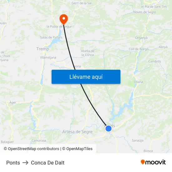 Ponts to Conca De Dalt map