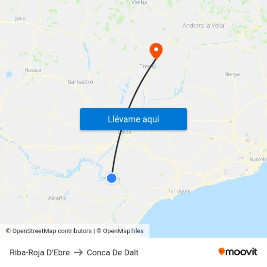 Riba-Roja D'Ebre to Conca De Dalt map