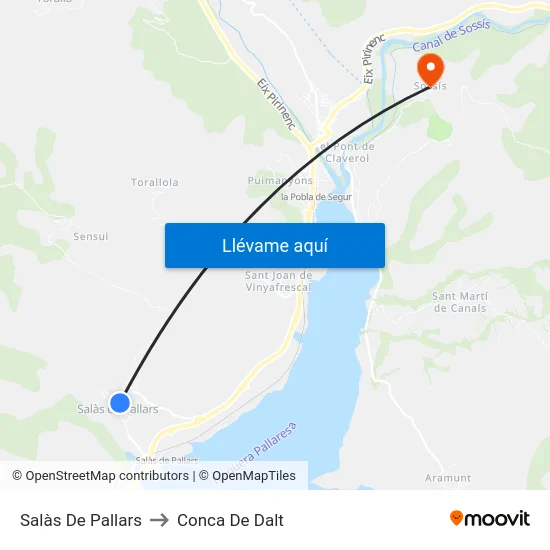 Salàs De Pallars to Conca De Dalt map