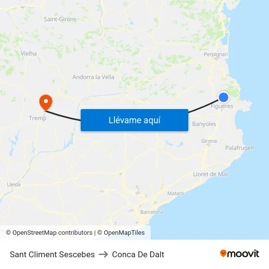 Sant Climent Sescebes to Conca De Dalt map