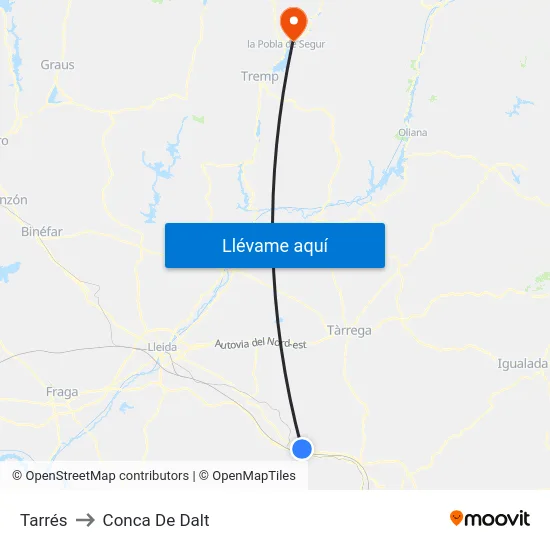 Tarrés to Conca De Dalt map