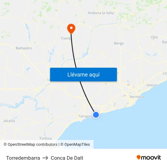 Torredembarra to Conca De Dalt map