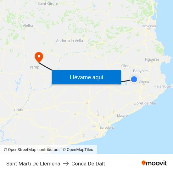 Sant Martí De Llémena to Conca De Dalt map