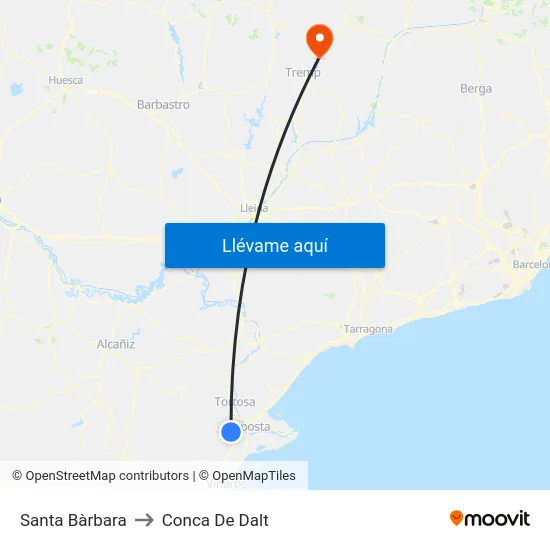 Santa Bàrbara to Conca De Dalt map
