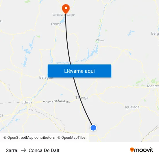 Sarral to Conca De Dalt map