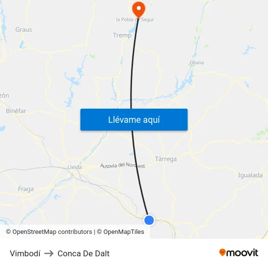 Vimbodí to Conca De Dalt map
