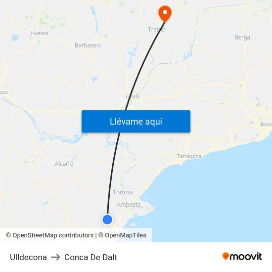 Ulldecona to Conca De Dalt map