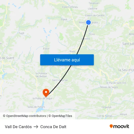 Vall De Cardós to Conca De Dalt map