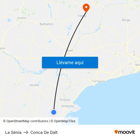 La Sénia to Conca De Dalt map