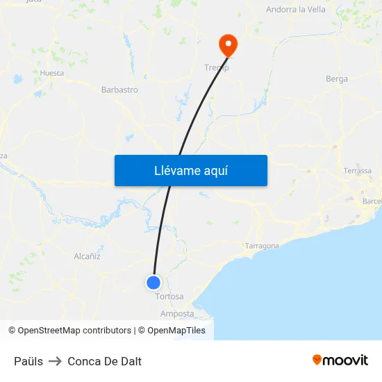 Paüls to Conca De Dalt map