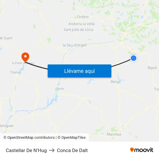 Castellar De N'Hug to Conca De Dalt map