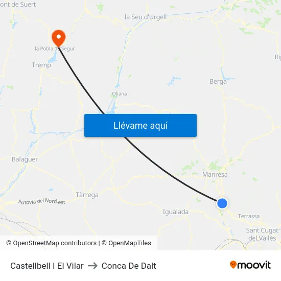 Castellbell I El Vilar to Conca De Dalt map