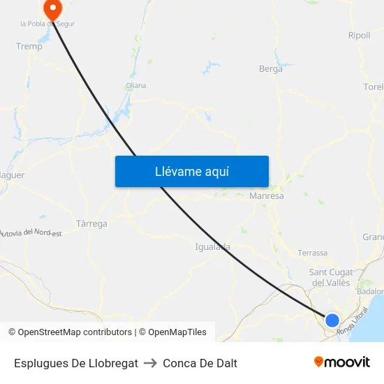 Esplugues De Llobregat to Conca De Dalt map