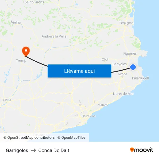 Garrigoles to Conca De Dalt map