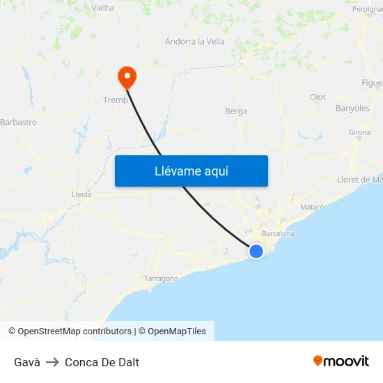 Gavà to Conca De Dalt map